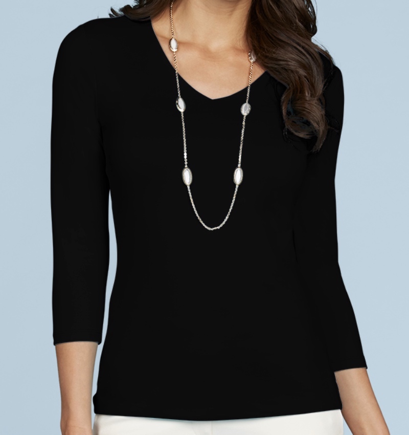 JudyP V Neck 3/4 Sleeve - Black JudyP V Neck 3/4 Sleeve - Black
