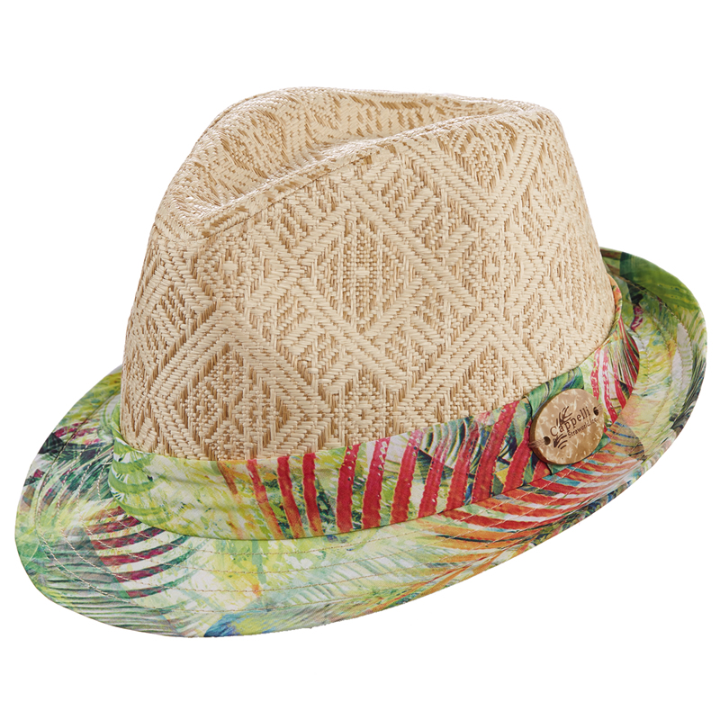 Cappelli Fabric Print Fedora - Lime Cappelli Fabric Print Fedora - Lime