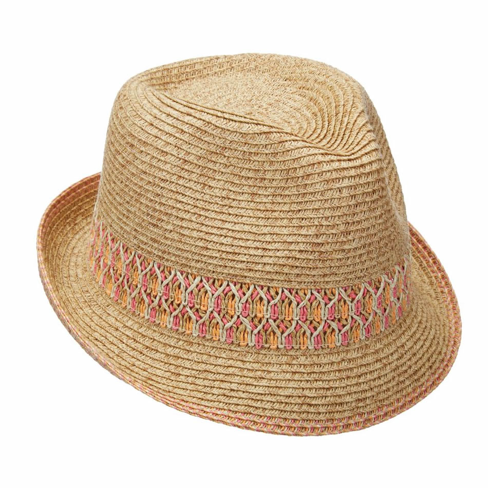 Scala Paper Braid Fedora Hat - Pink Scala Paper Braid Fedora Hat - Pink